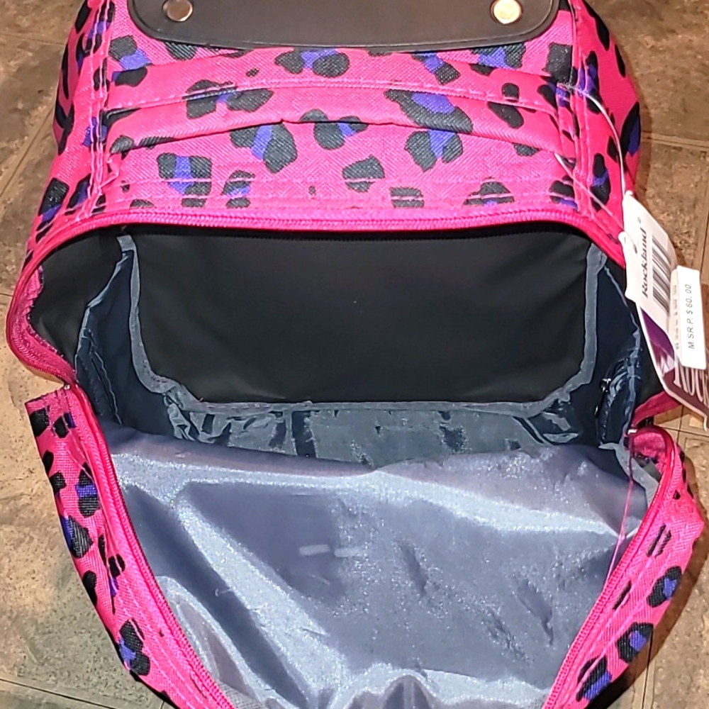 Pink Leopard Print Rolling Backpack - Picture 11 of 14